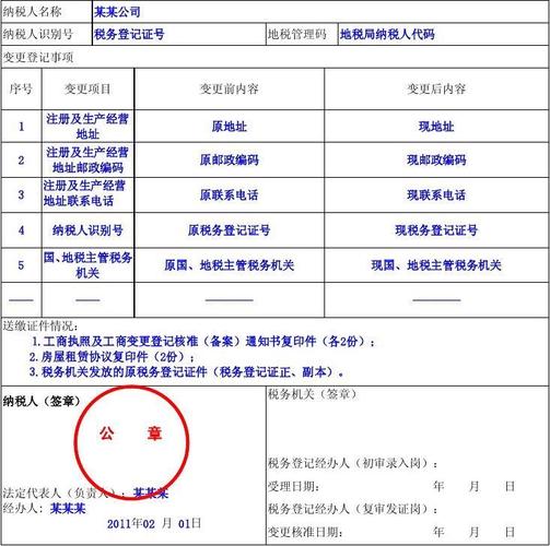 变更税务登记表